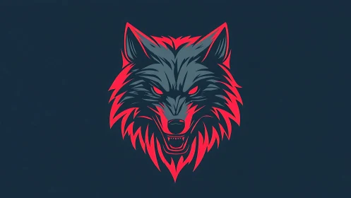Neon wolf emblem glowing with fierce electric energy.
