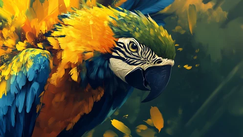 Vibrant digital painting of a macaw with bold brush strokes.