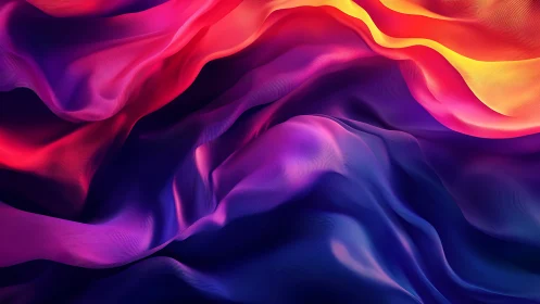 Digital painting of iridescent flowing gradients in wave folds.