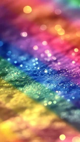 Macro spectrum bokeh over iridescent glitter surface field