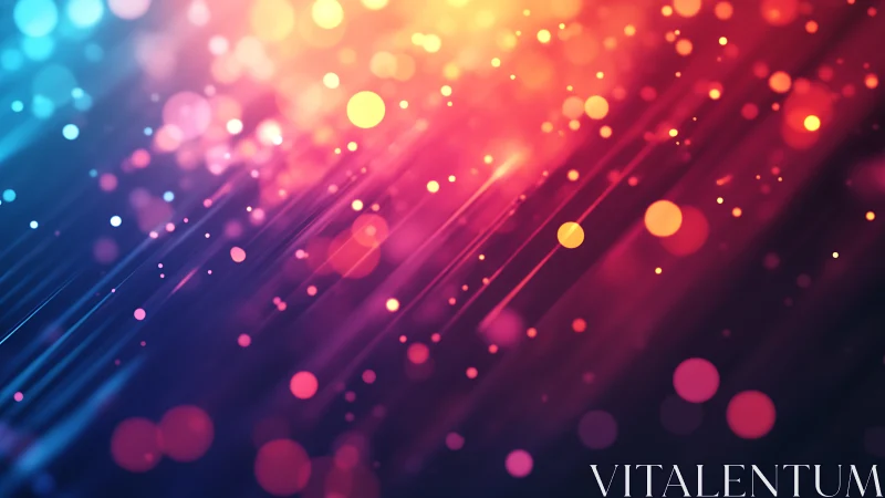 Colored light streaks with bokeh particle pattern background.