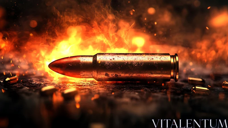 Ballistic Round in Inferno: Photorealistic Ammunition Destruction Study.