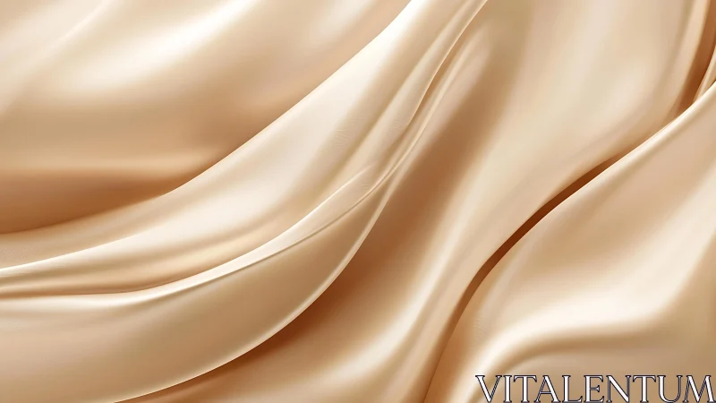 Elegant beige satin fabric folds in smooth abstract background.
