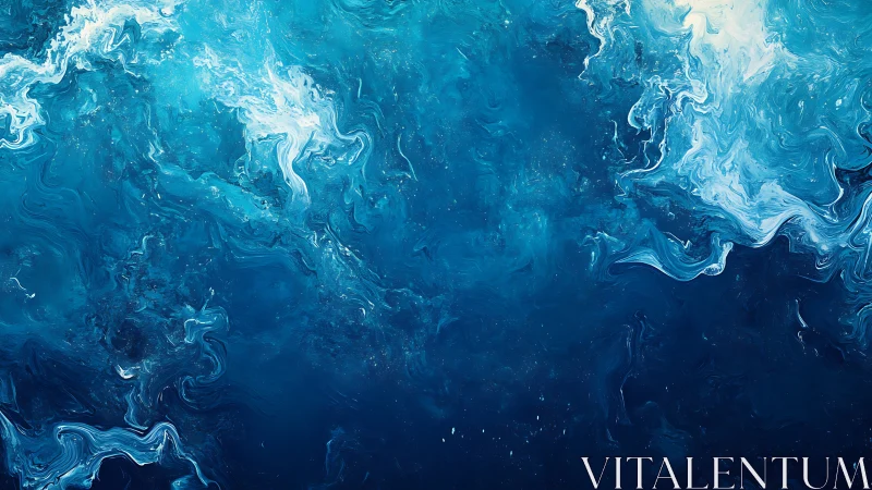 Tidal ink galaxies swirl in a sapphire ocean sky.