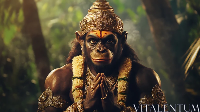 Regal monkey deity offers a calm, respectful jungle greeting