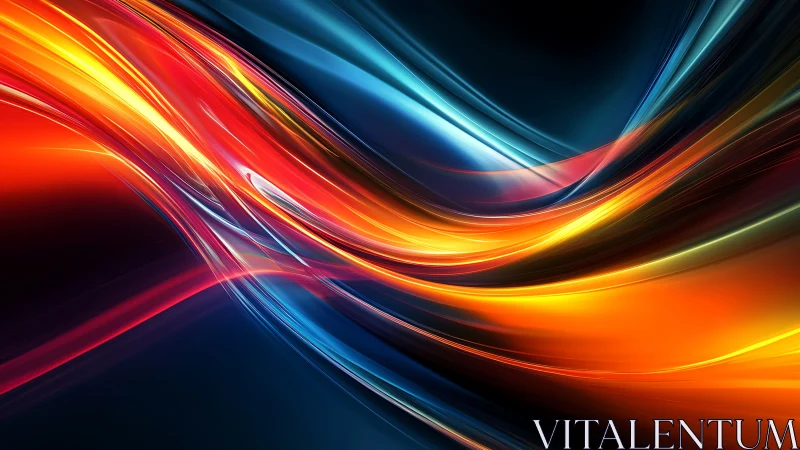 Chromatic energy ribbons curve through deep digital space