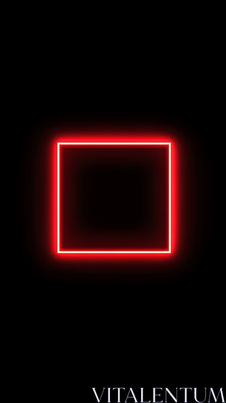 Neon red square glows on black background with soft blur
