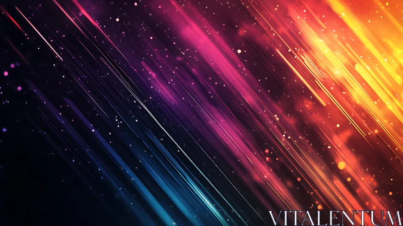 Neon light streaks slice dark space in vivid gradient spectrum.