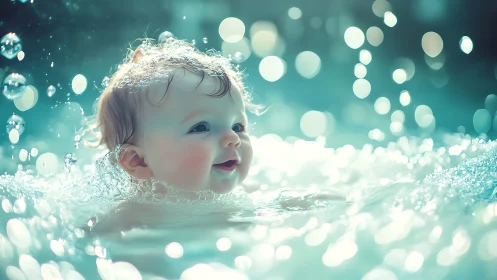Joy in the Water: A Baby's Perfect Moment.