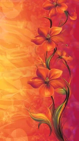 Radiant Orange Flowers Against Warm Gradient Background Display