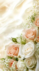 Elegant Floral Wedding Arrangement With Peach Roses and Cream Florals