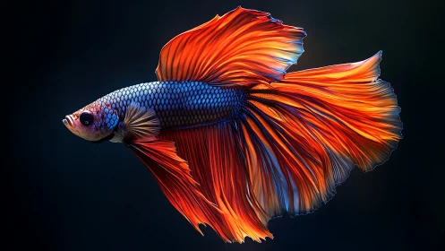 Digital render depicts betta fish with extended flowing fins