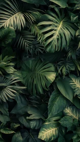 Whispering jungle leaves compose a deep emerald dreamscape.
