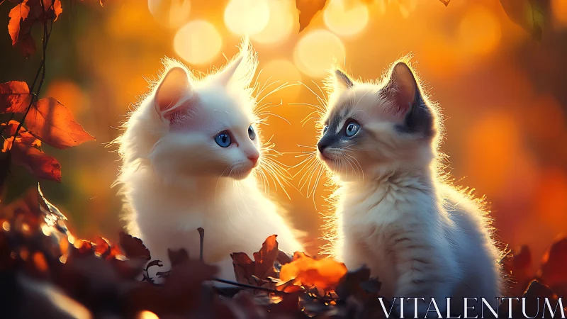 Two Velvet Kittens Bathed in Autumn's Golden Reverie.