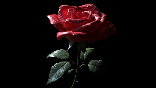 Crimson Rose Against Black: High-Contrast Botanical Still Life.