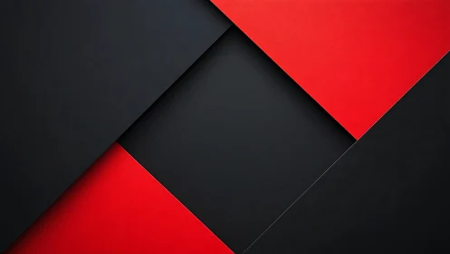 Geometric red and black panels intersect in bold layered symmetry