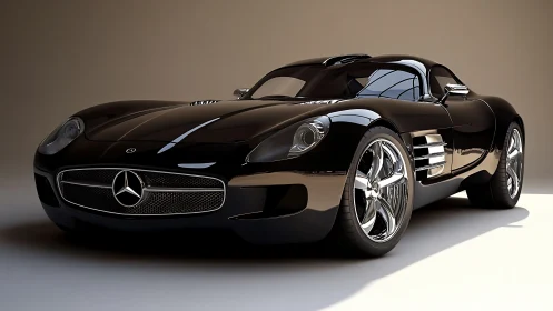 High-gloss black sports coupé rendered in studio-grade 3D lighting