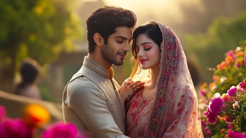 South Asian Bridal Portrait: Warm Golden Hour Cinematography.