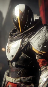 Armored sci‑fi guardian with high‑spec composite plating and visor