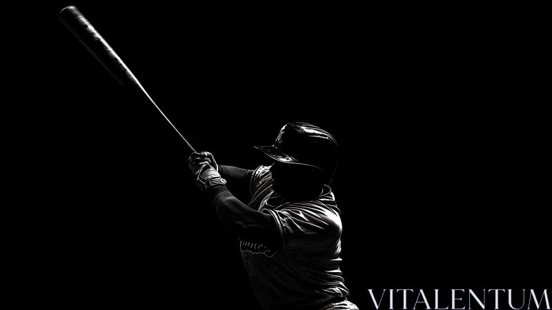 High contrast rim-lit baseball hitter isolated against deep black