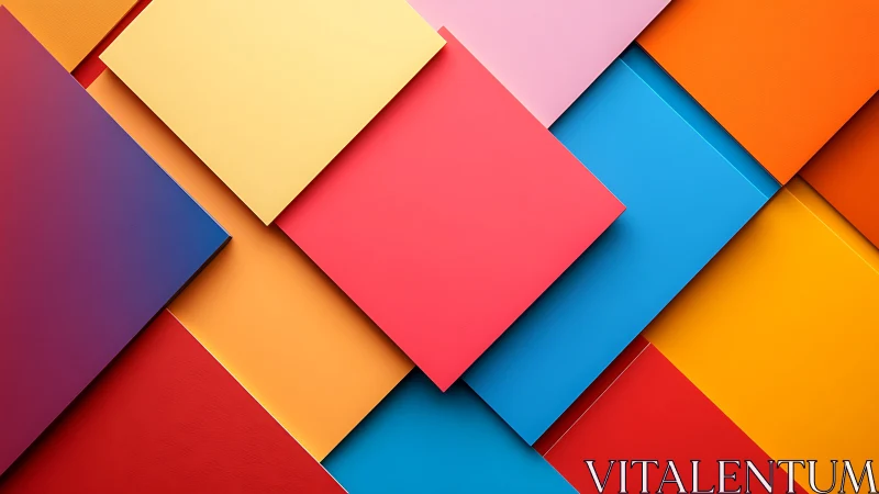 Bold geometric color blocks in layered abstract composition.