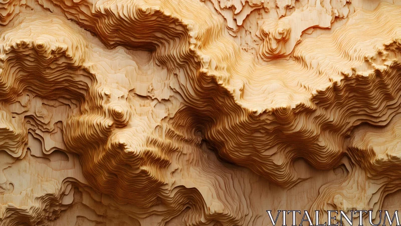 Abstract wooden landscape with layered topography effect.