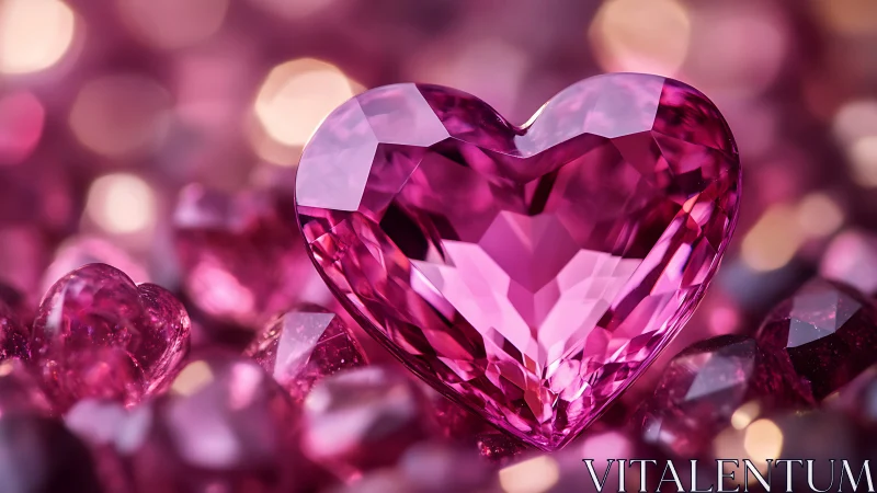 Pink Crystal Heart with Faceted Gemstone Design.