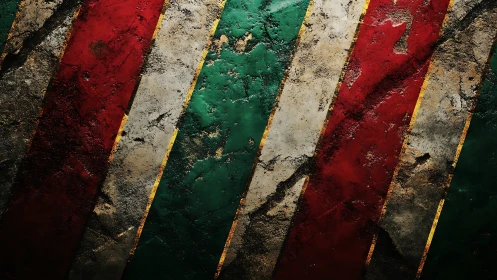 Weathered tricolor metal stripes with corroded textures.