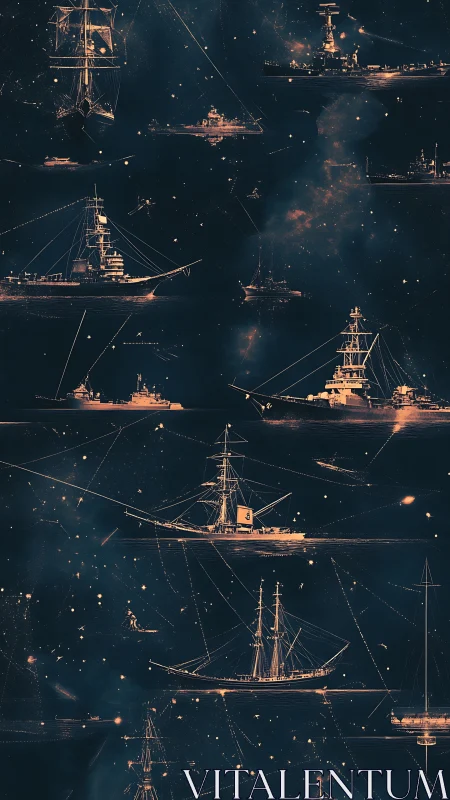 Celestial Naval Fleet Diagram in Stylized Digital Drafting.