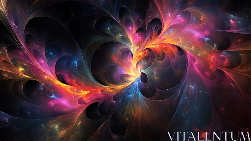 Radiant cosmic fractal spiral twists through deep space