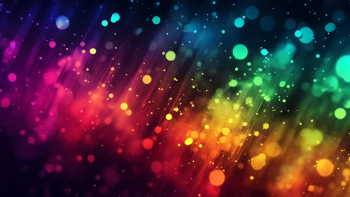 Color droplets cascade like digital confetti through neon dusk