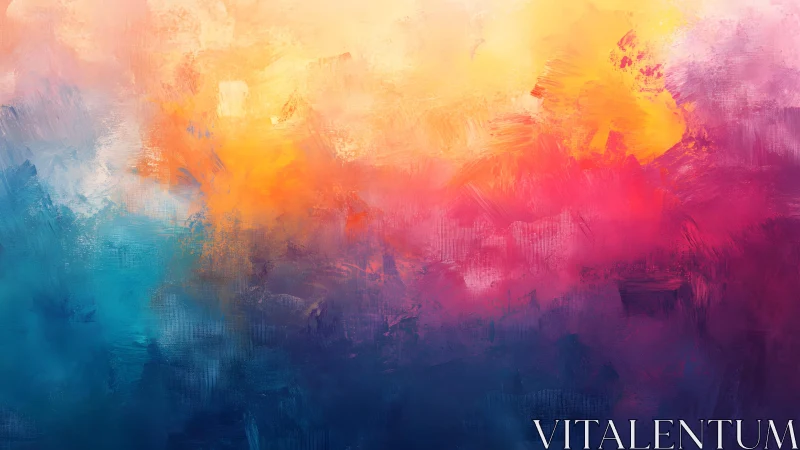 Vibrant Abstract Painting with Bold Colors and Soft Brushstrokes.