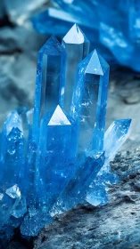Luminous blue crystal cluster rendered in photorealistic macro