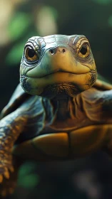 Curious turtle drifts close, sharing a calm underwater hello