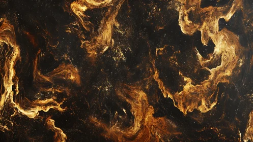 Molten Fire Cascades Against Obsidian Void. Abstract Inferno Visualization.