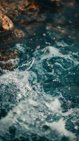 Sea droplets leap upward like tiny glass comets in flight