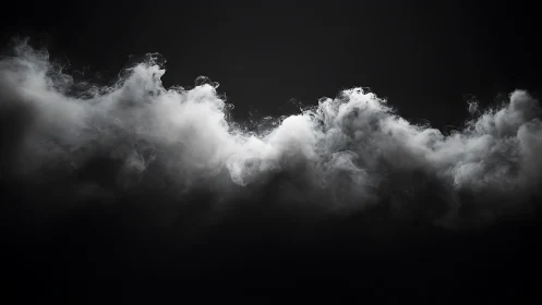 Photorealistic volumetric smoke band on deep black ground.