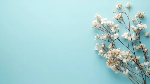Delicate white baby's breath blooms grace a serene turquoise backdrop