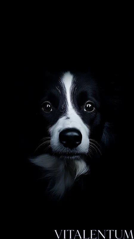 Border collie portrait in dramatic low key isolation.