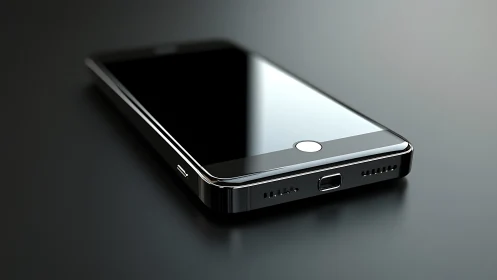 Sleek Smartphone Reclines Against Gray Minimalist Theater