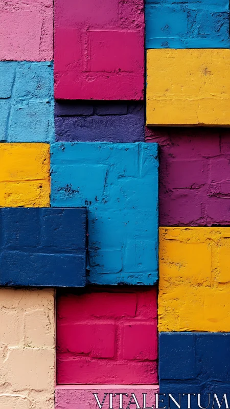 Colorful painted bricks stack together in playful harmony