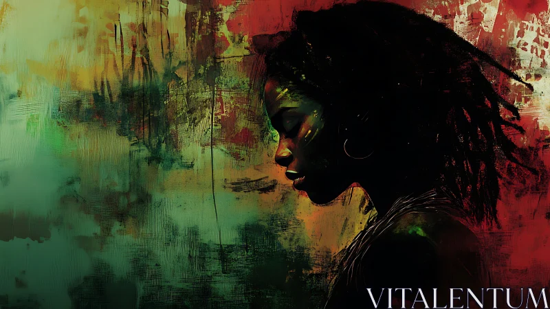 Profile portrait merges shadowed figure with abstract fire