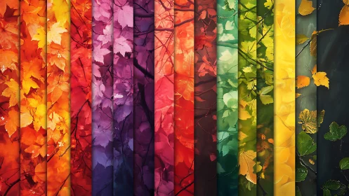 Chromatic foliage spectrum in vertical seasonal panels.
