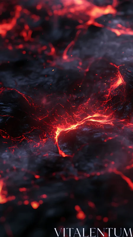 Molten Lava Flow: Incandescent Geological Surface Study