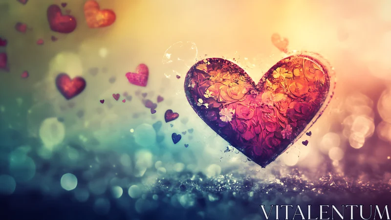 Heart Filled with Roses and Sparkles.