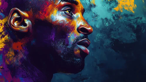 Vibrant side portrait glowing with bold electric color.