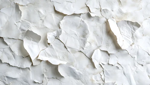 Layered white peeling surface with irregular textured sheets.