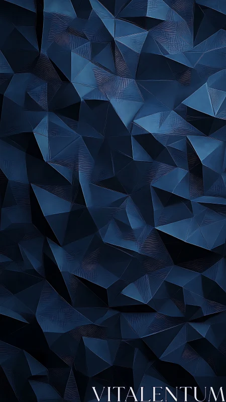 Geometric dark blue low-poly surface forms continuous field