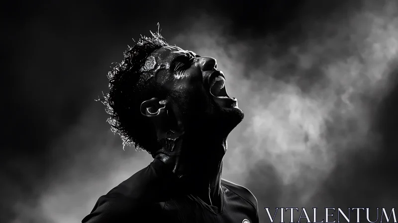 High-contrast sports portrait in dramatic chiaroscuro lighting.