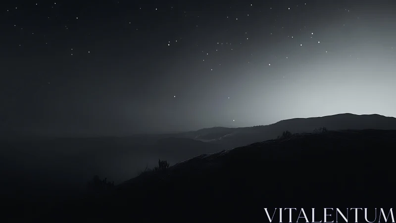 Soft starlit hills welcome the quiet glow of approaching dawn